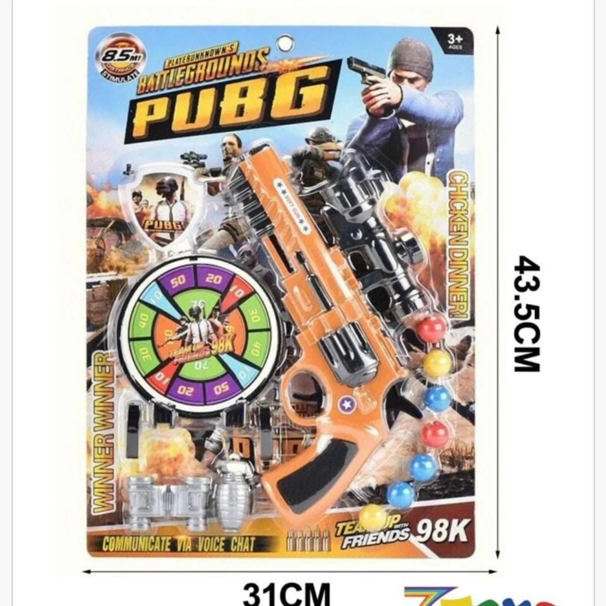 Pistolet Zabawkowy PUG PUBG Zestaw z Tarczą i Akcesoriami 43,5x31cm