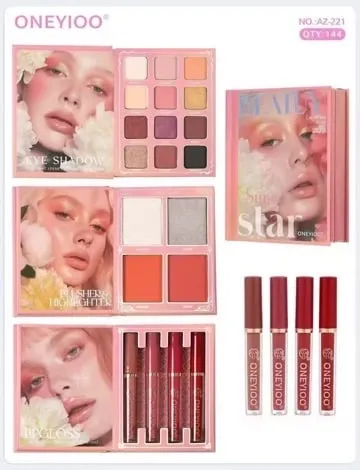 Zestaw do Makiażu Oneyioo Palety Cieni + Blush + Lip Gloss