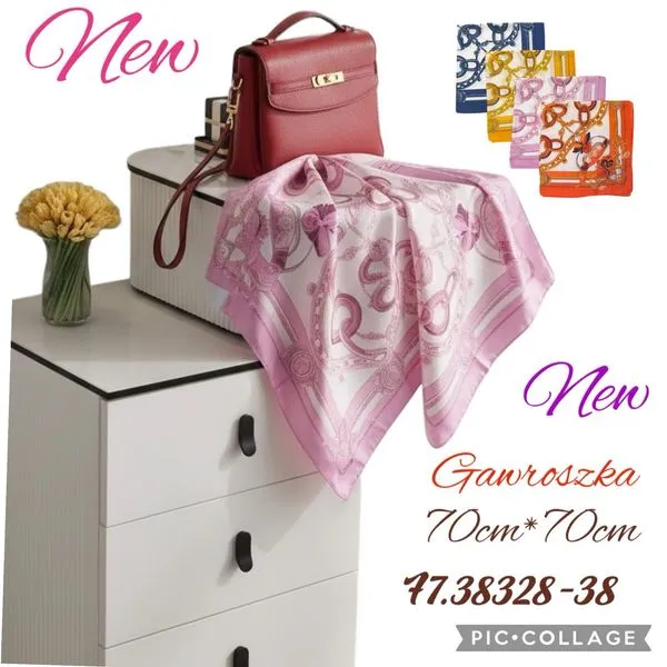 Chusta Damska Gwarnroszka 70cm x 70cm Różowa