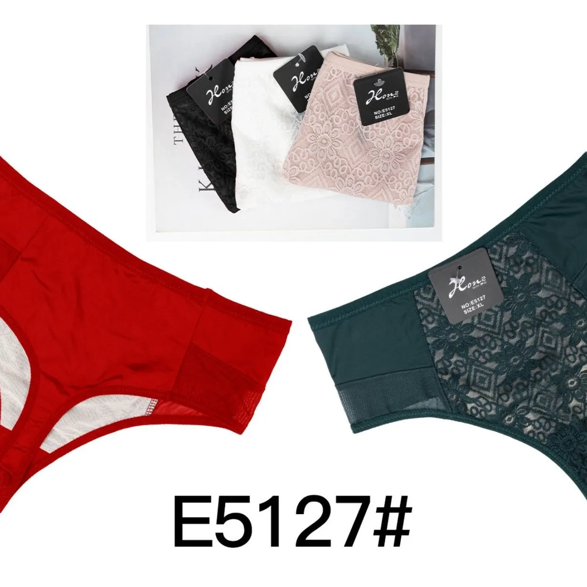 Majtki damskie stringi E5127# czarny biały różowy zielony czerwony