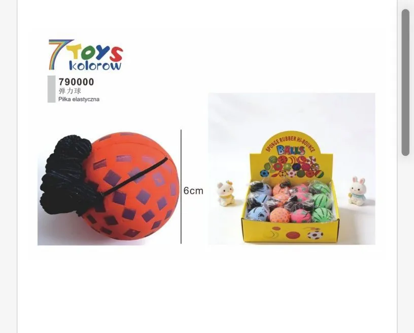 Piłka kauczukowa 6cm pomarańczowa z ogonem 790000 kolorów