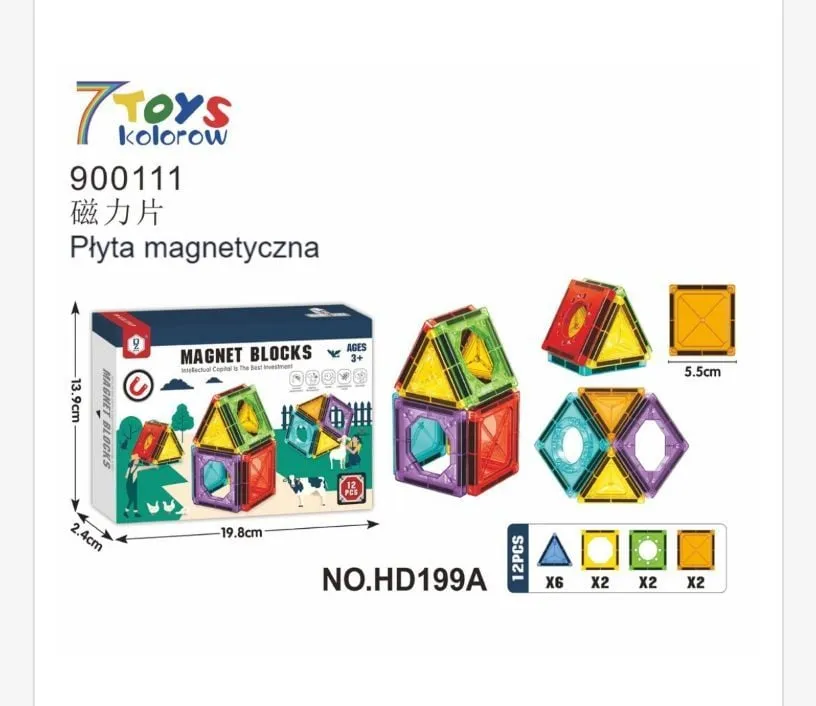 Klocki Magnet Blocks 7 Kolorów NO.HD199A