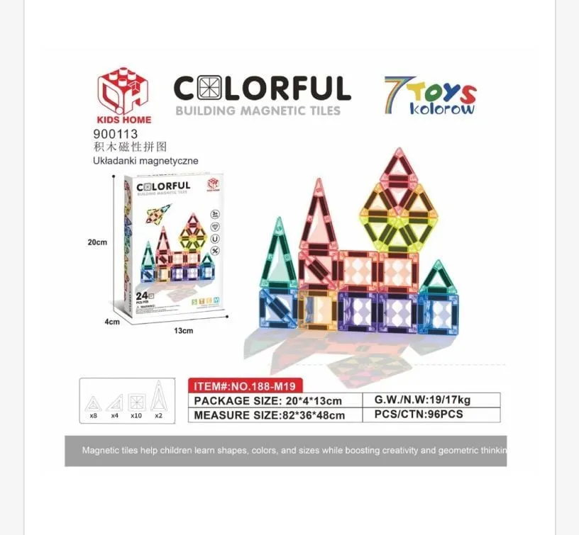 Klocki Magnetyczne Colorful 24 szt