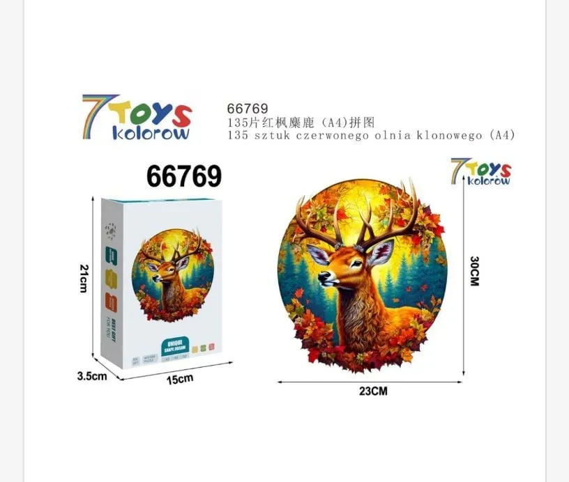 Puzzle 135 elementów jeleń w lesie 7 kolorów