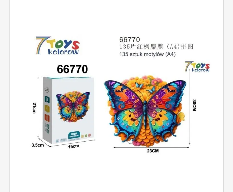 Puzzle 135 elementów motyl 7 Toys kolorow 6670