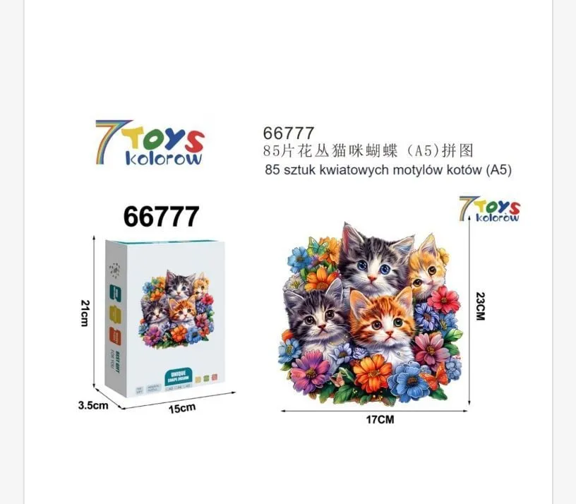 Puzzle 85 elementów kotki w kwiatach 6677