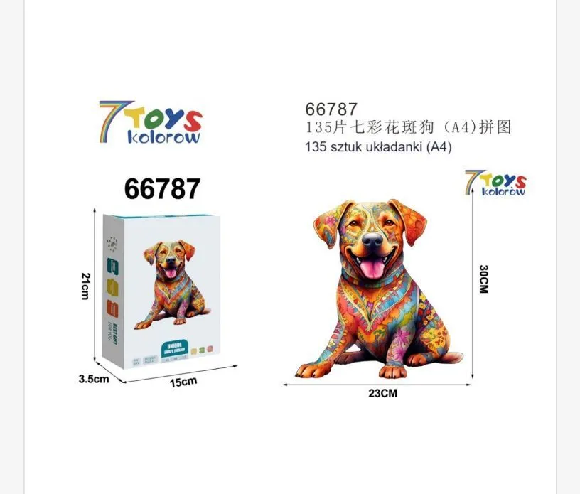 Puzzle 135 elementów pies kolorowy 7Toys 6687