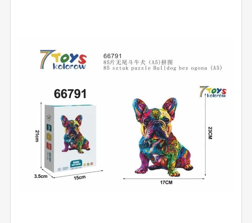 Puzzle 85 el. Bulldog bezogonia kolorowy 7Toys