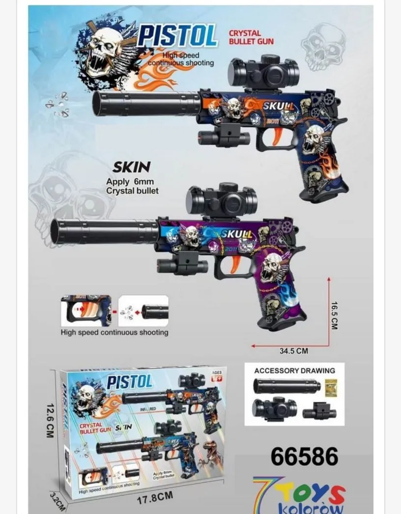 Pistolet na kryształowe naboje Pistol Crystal Skin 17.2cm