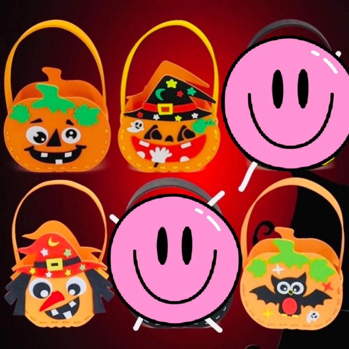 Wiaderko Pojemnik na Słodycze Halloween Motywy Dynia Wiedźma