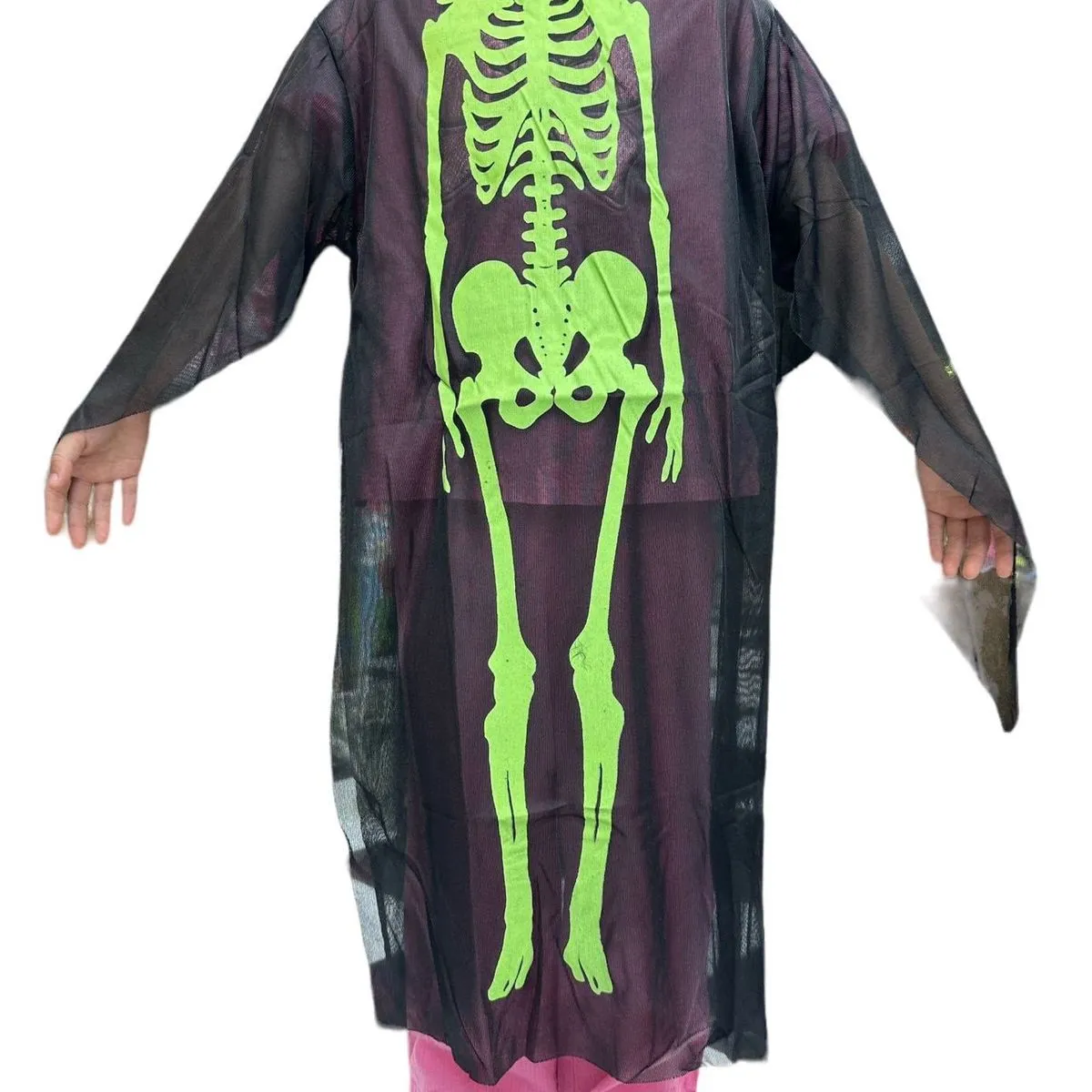 Strój Halloween szkielet zielony na fioletowym, dziecięcy