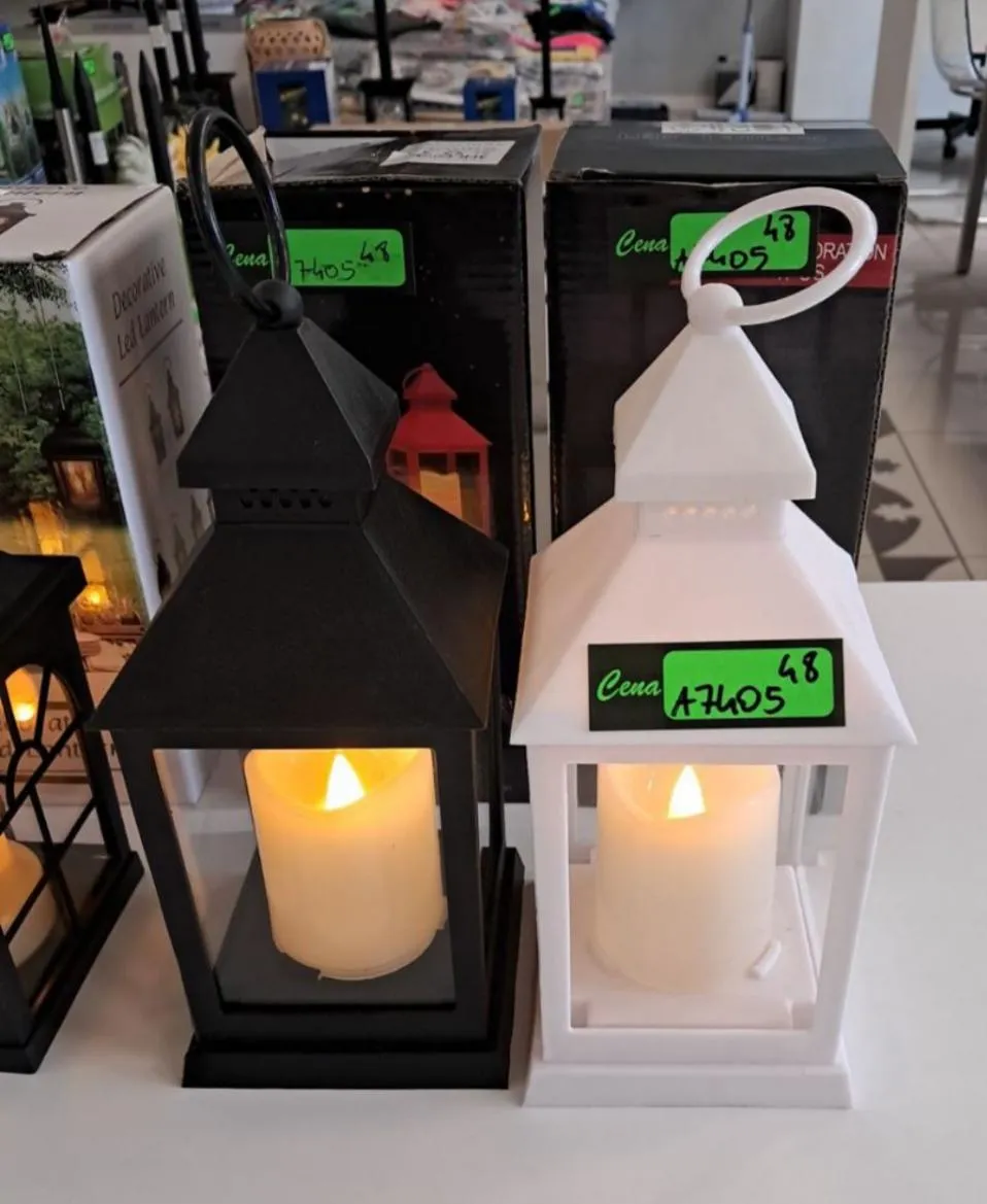 Lampka LED w kształcie latarni czarno-biała
