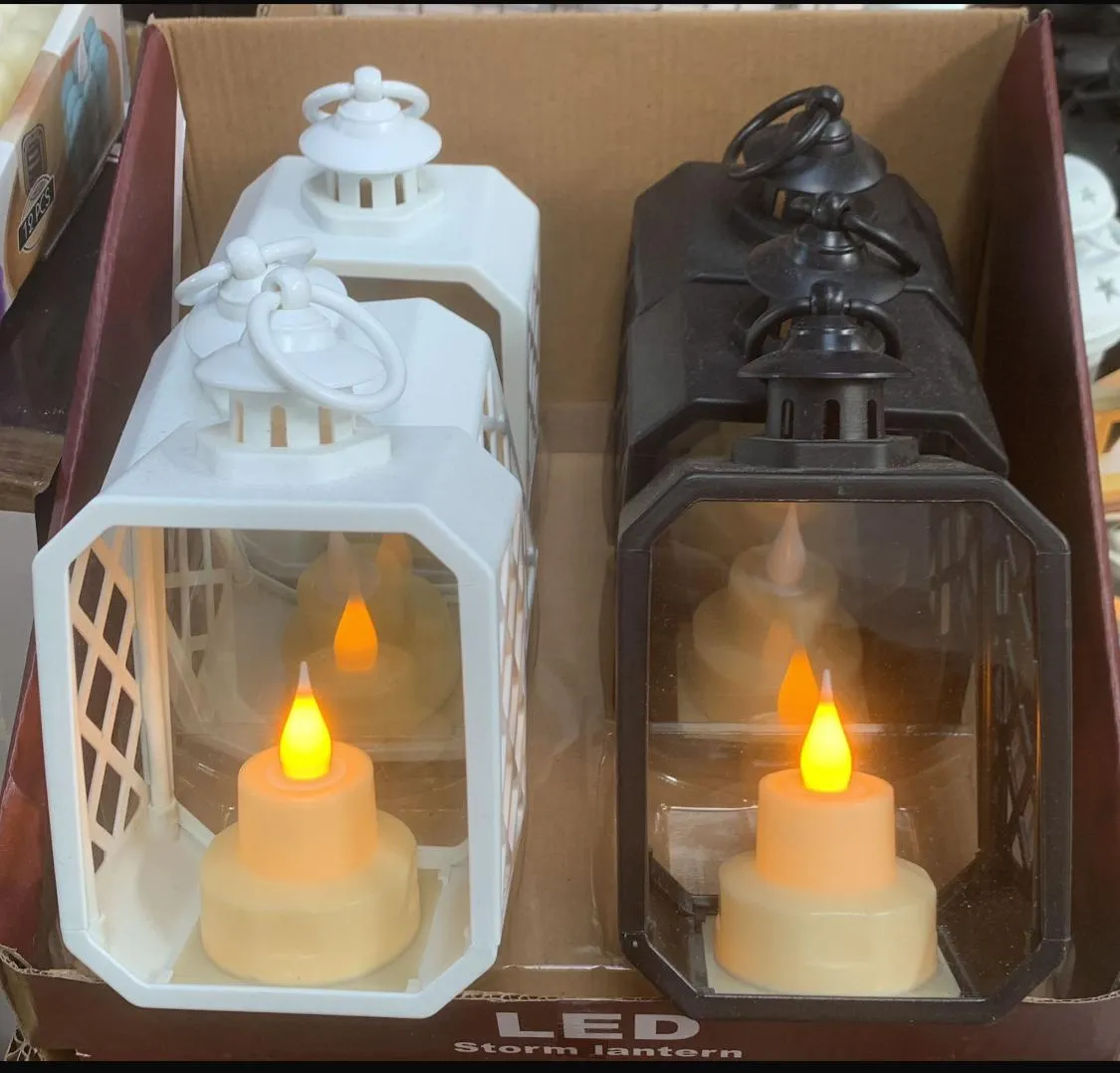 LED Storm Lantern świeca lampion biały/czarny