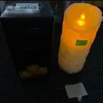 Świeca LED 17,50cm biała z motywem różanym