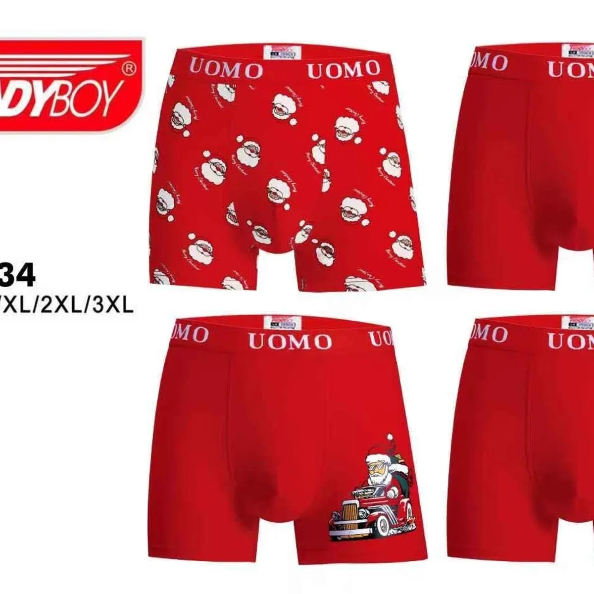 Bielizna męska TrendyBoy świąteczna S/M/L/XL/XXL/3XL 4 szt