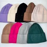 Czapki damskie beanie z cekinami, zestaw 12 szt