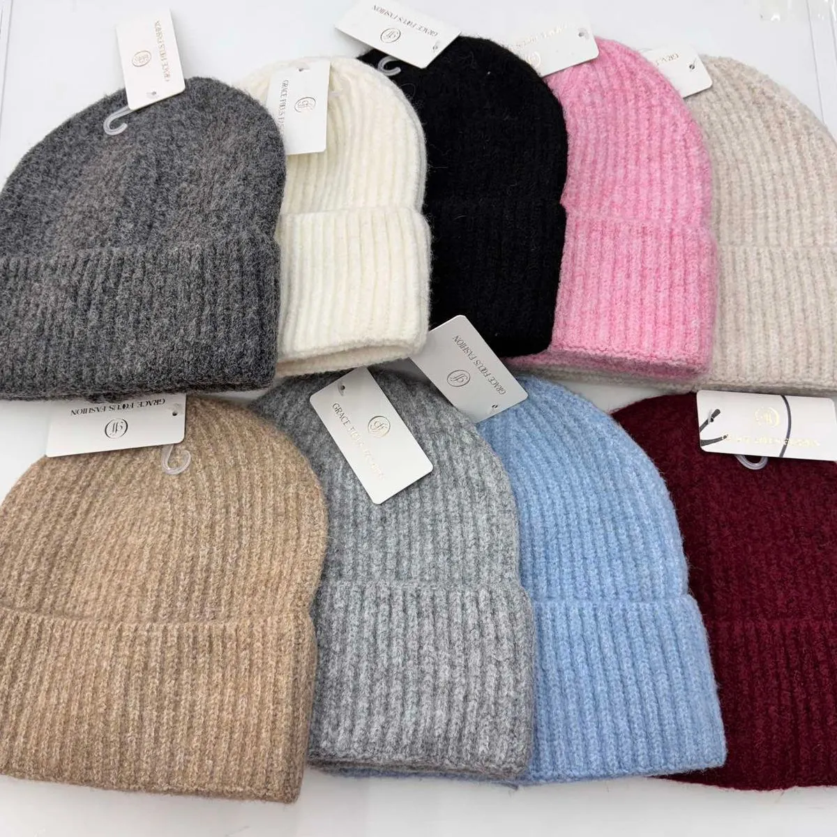 Czapki damskie beanie knitowane 12 kolorów