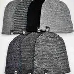 Czapki męskie beanie melanż szary/czarny, 12 szt