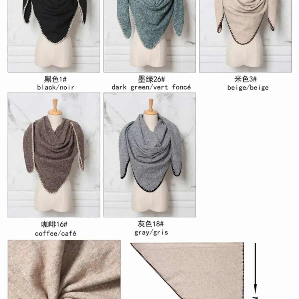 Szaliki damskie poncho triko 6 kolorów SIZ 71-80cm