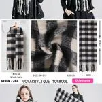 Szal damski czarno-biały w kratę 90% akryl 10% wool