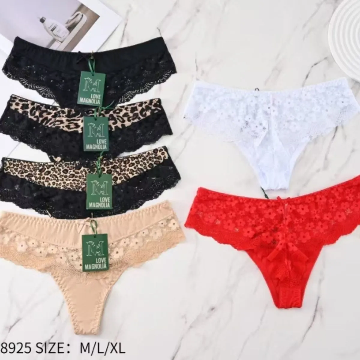 Majtki damskie koronkowe M/L NO:8925, 6 szt