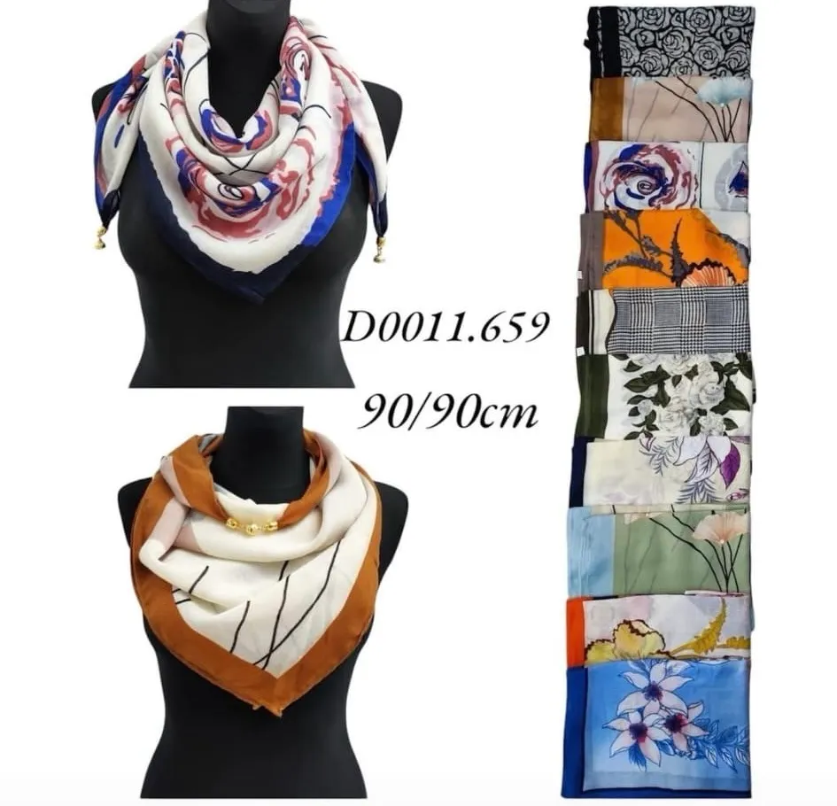 Szaliki damskie jedwabne 90x90cm wzorzyste D0011.659