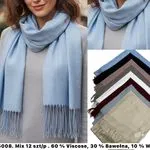 Szaliki damskie mix 12 szt. 60% wiskoza 30% bawełna 10% wełna