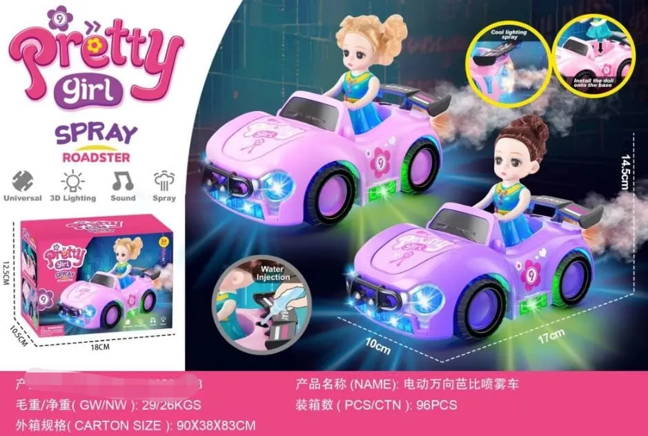 Zabawka Pretty Spray Roadster Samochód Muzyka Światła Różowy