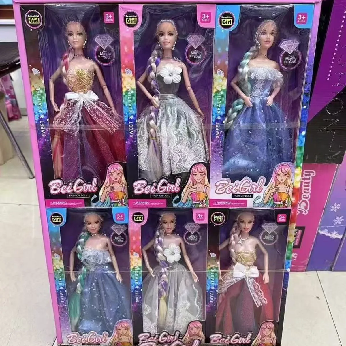 Zestaw 6 lalek Bobo Girl w pudełkach 24 cm