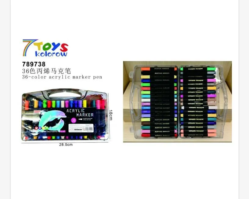 Zestaw Markerów Akrylowych 36 Kolorów 26x18cm