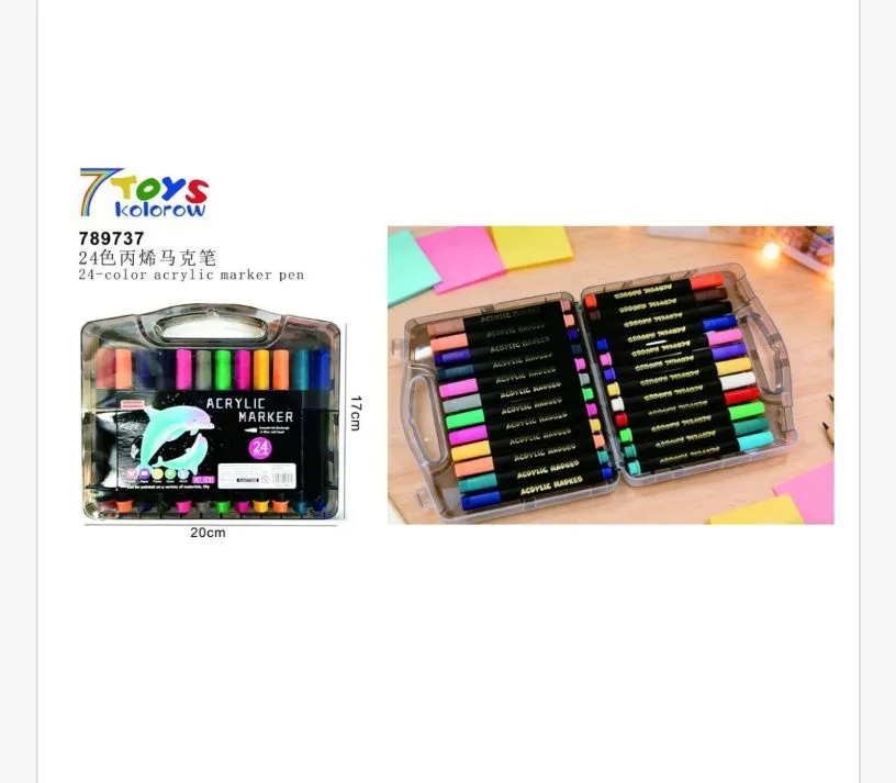 Zestaw Markerów Akrylowych 24 Kolory w Etui