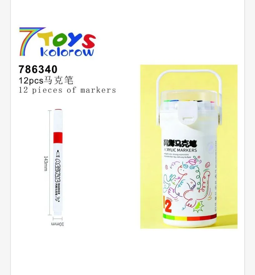 Zestaw Markerów Akrylowych 12 Kolorów 78640