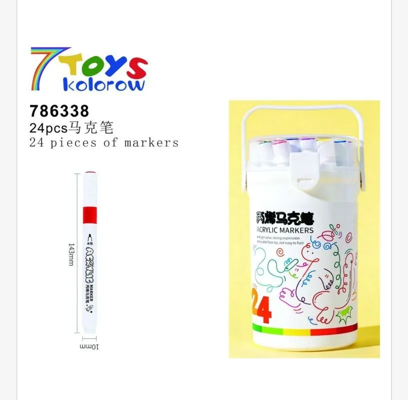 Zestaw Markerów Akrylowych 24 Kolory 3mm