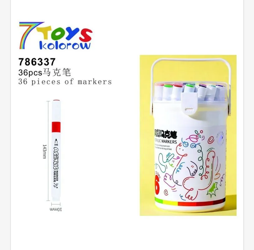 Zestaw Markerów Akrylowych 36 Kolorów 10mm x 130mm