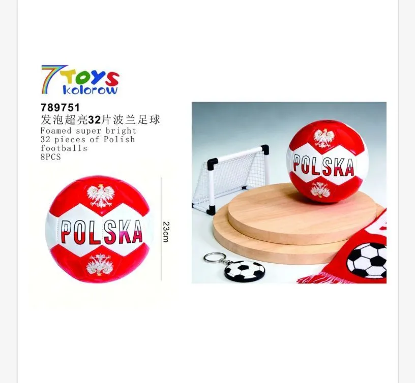 Mini Piłka Nożna Polska 25cm Super Bright Foam 8szt
