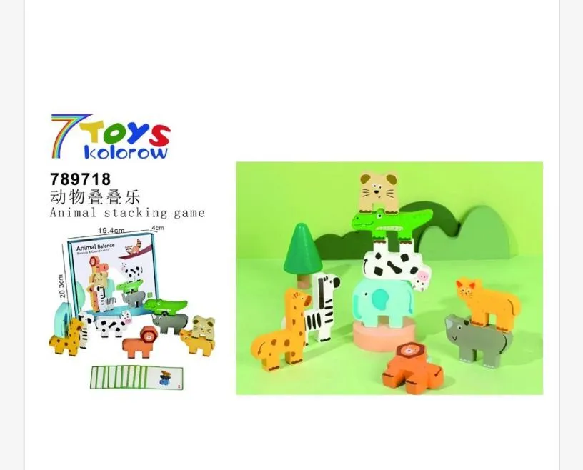 Gra układanka drewniana Animal Stacking Game 7 Kolorów