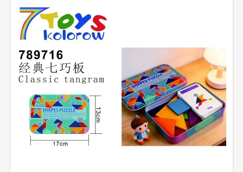 Zabawki Classic Tangram Drewniana Gra Logiczna 17x13cm