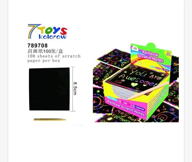 Papier do zadrapań Rainbow Scratch Notes 100 arkuszy