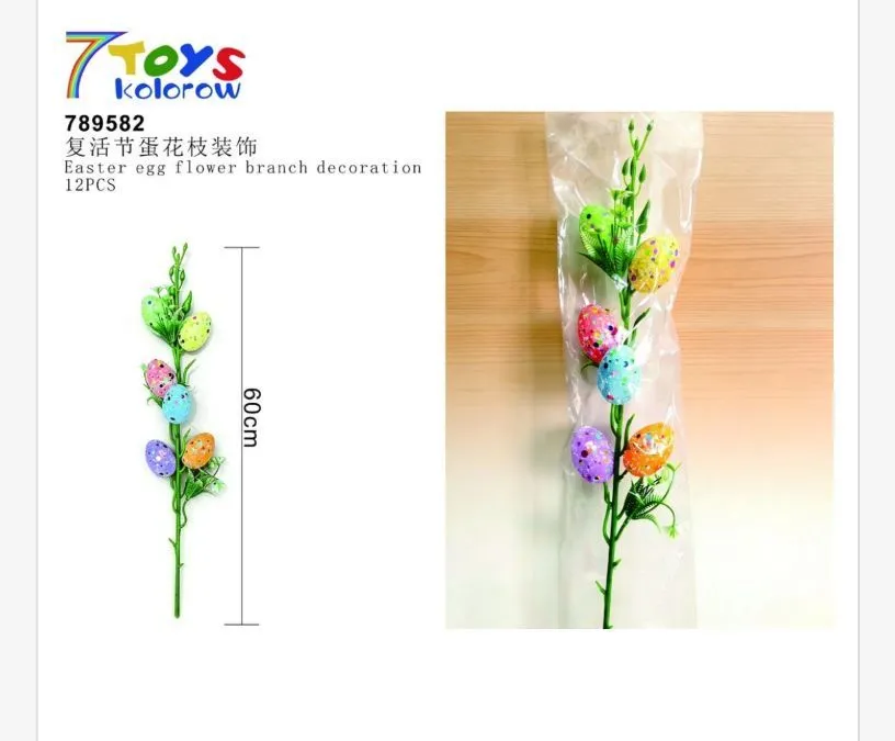 Wielkanocna gałązka z jajkami ozdobnymi 60cm, 12szt