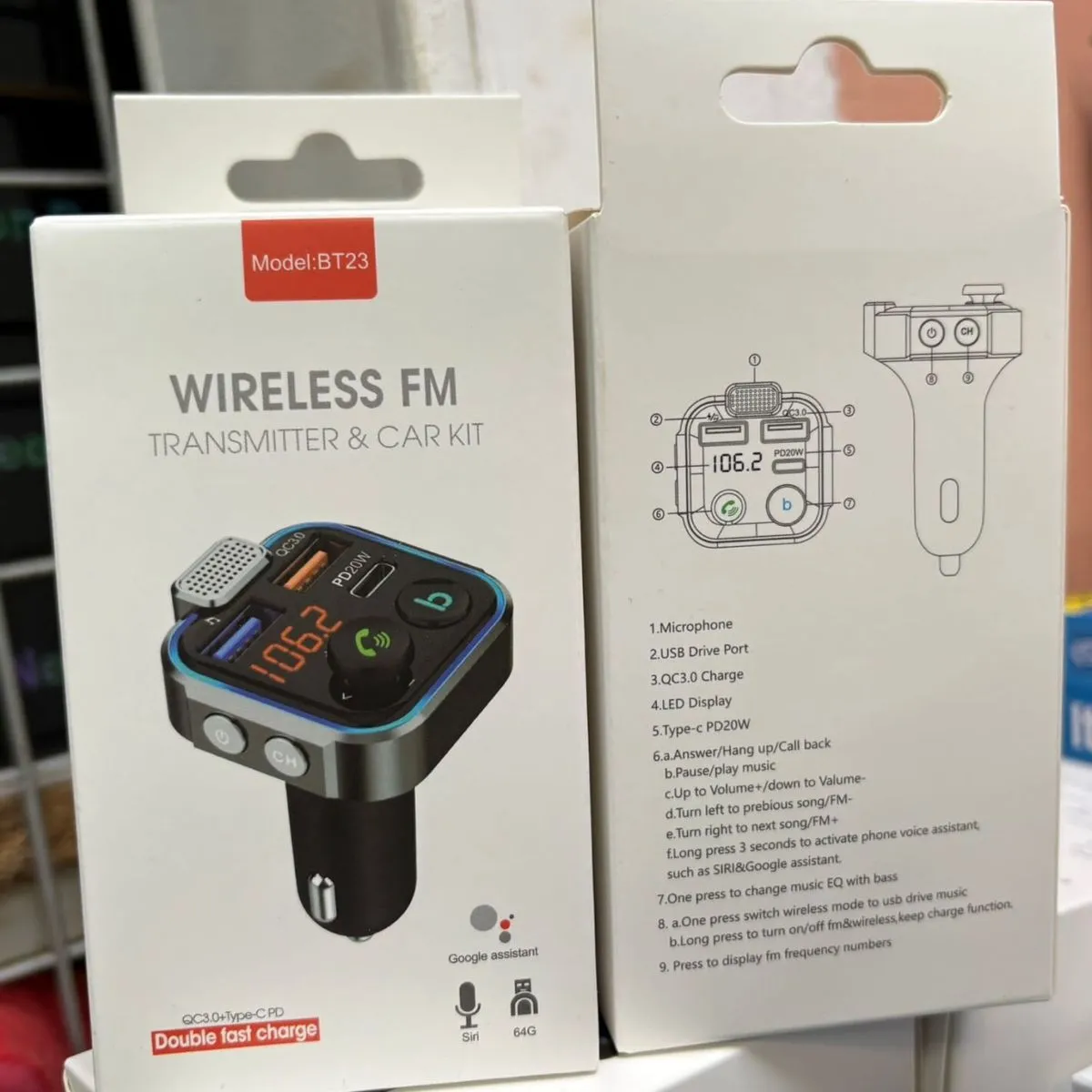 Transmiter FM Samochodowy Bluetooth Model BT23