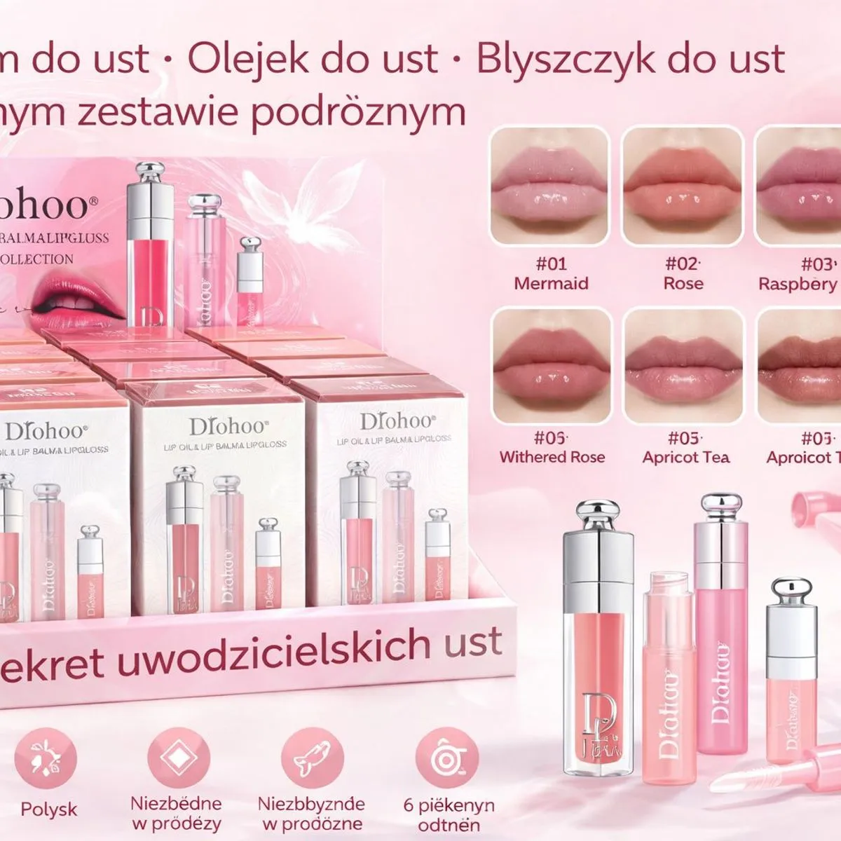 Zestaw Pielęgnacji Ust Dihor 5x Balsam i Błyszczyk