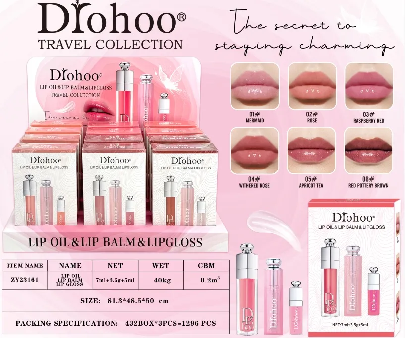 Zestaw Dr Ohhhoo Lip Oil & Balm & Gloss Travel Collection
