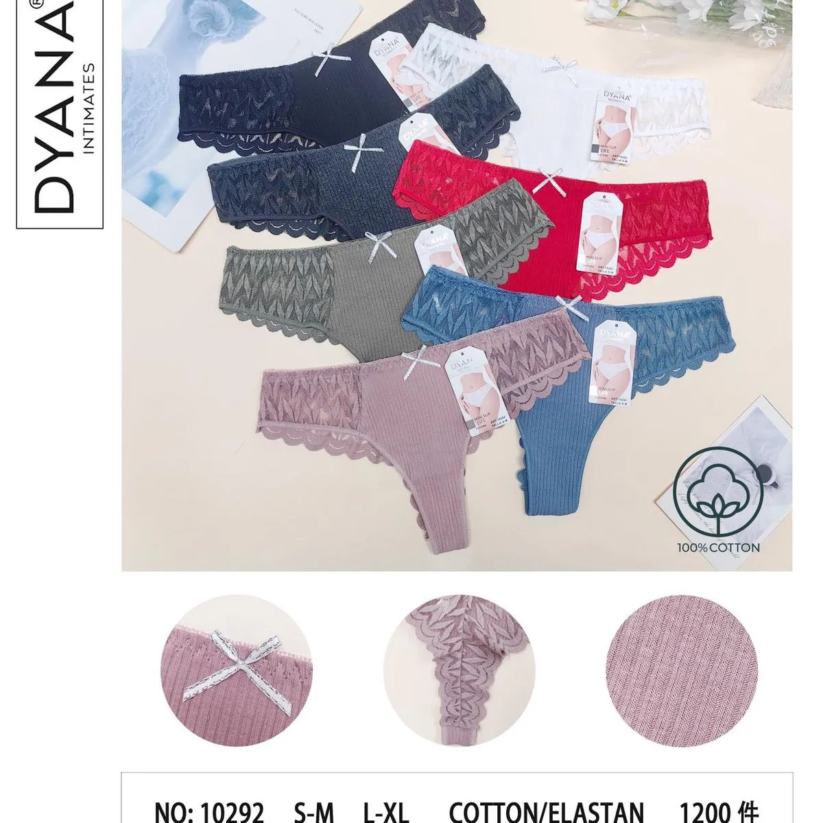 Majtki damskie DYNAN INTIMATES 10292 S-M-L bawełna/elastan