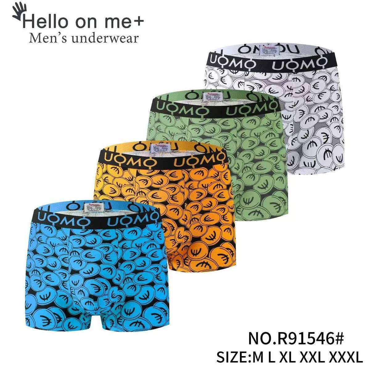 Bokserki męskie UOMO z motywem euro, L XL XXL XXXL