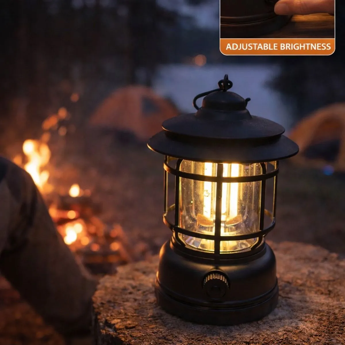 Lampa kempingowa LED z ładowaniem USB i regulacją jasności