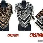 Chustki damskie 130 cm cashmere wzór leoparda 12 szt