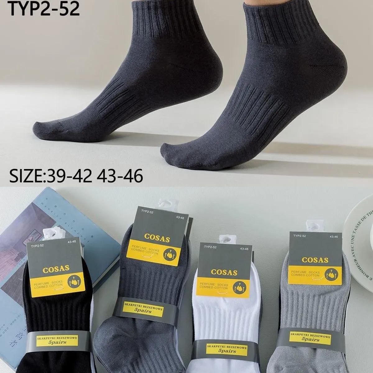 Skarpety męskie Cosas TP2-52, rozmiar 39-44/43-46, 600/karton
