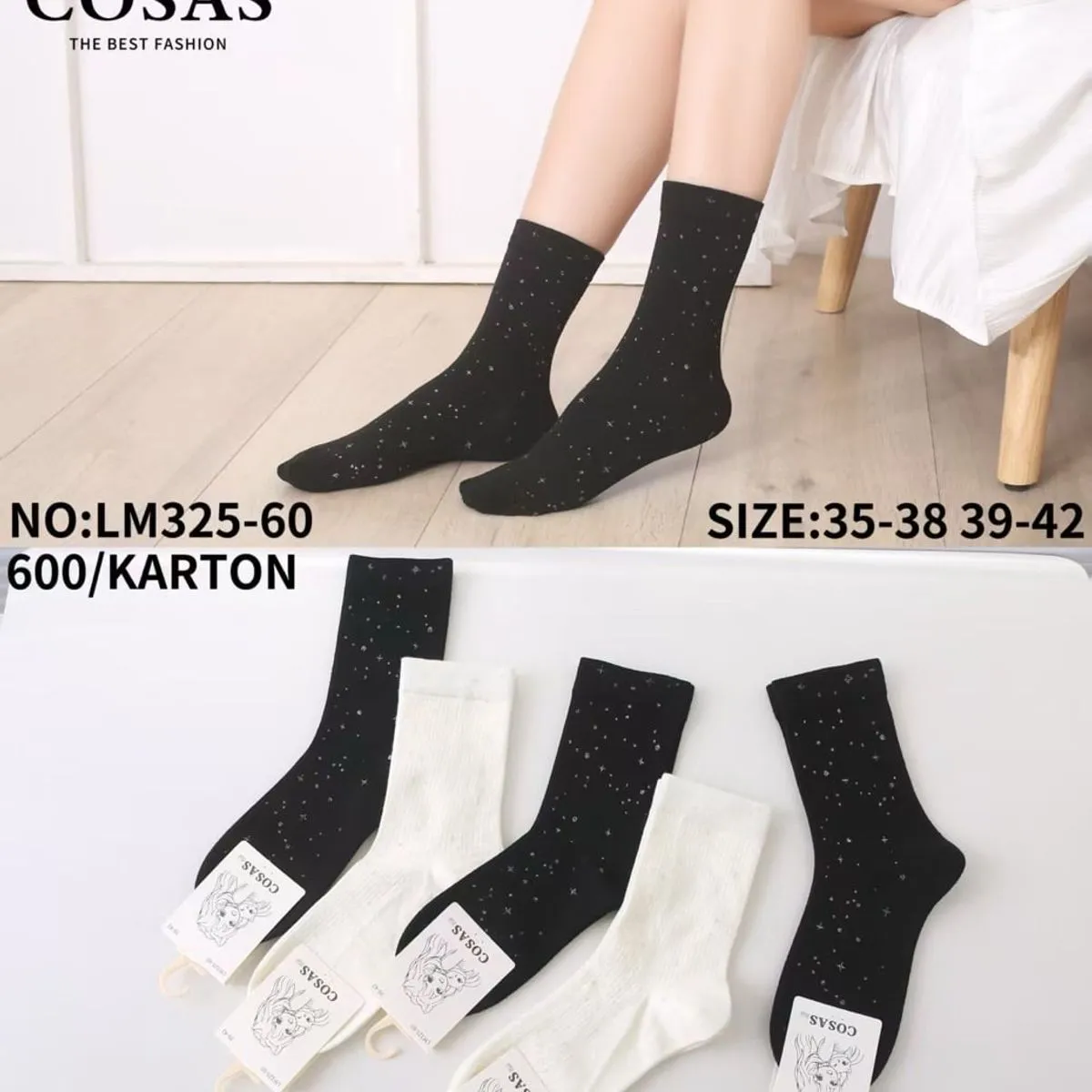 Skarpety damskie COSA z cekinami NO:LZ235-60 roz. 35-38/39-42
