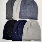 Czapki damskie beanie z brokatem, 6 kolorów