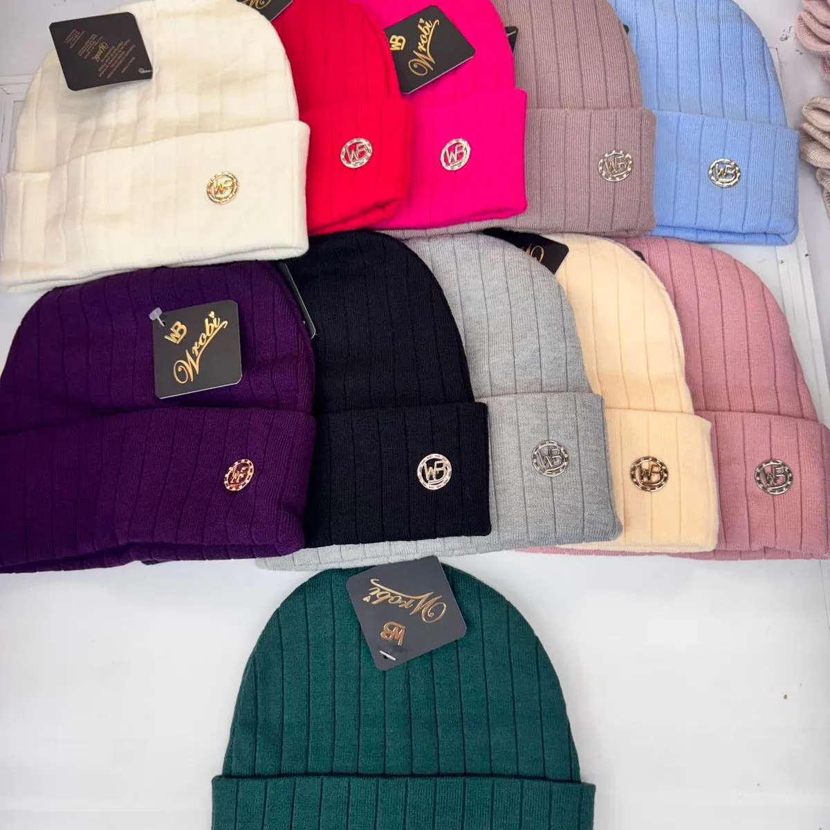 Czapki damskie beanie prążkowane różne kolory